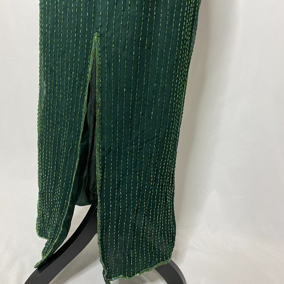 VTG Night Vogue Green Gold Embellished Maxi Dress - Picture 9 of 12